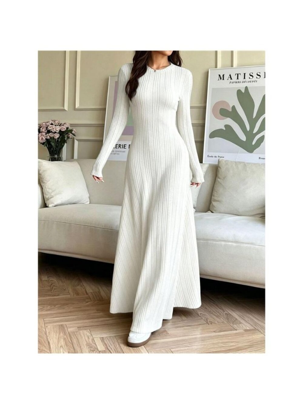 Long Sleeve Ribbed Knit Dress